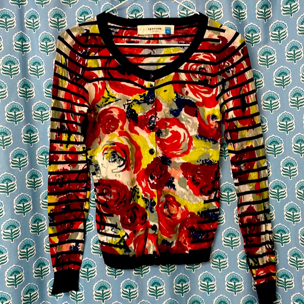 Like new! Anthropologie Sparrow Artist’s Study floral lightweight cardigan XS - Picture 5 of 13